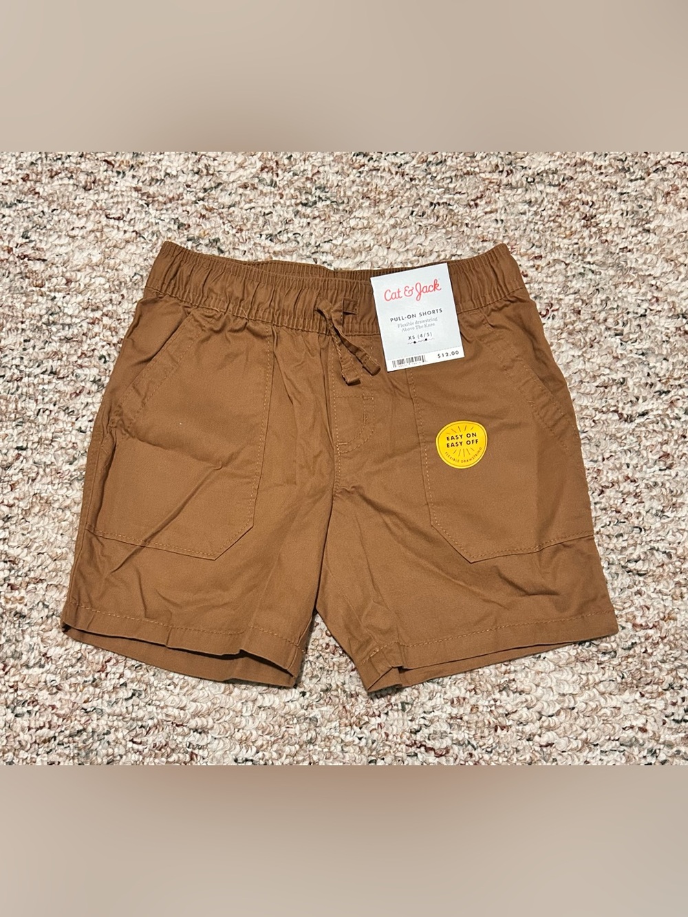 Cat & Jack Brown Pull-On Boys Shorts Flexible drawstring Above the Knee